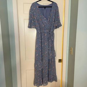 ASOS curve ruffle maxi dress in blue floral